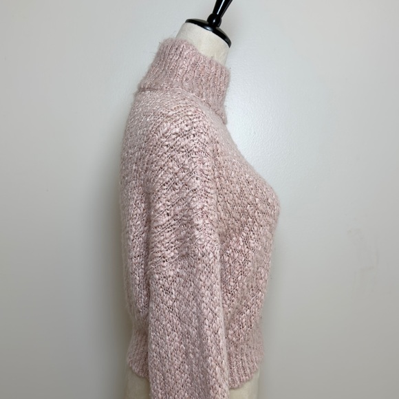 Hollister Women’s Chunky Knit Cropped Sweater Pink XS Metallic Turtleneck - Picture 3 of 13